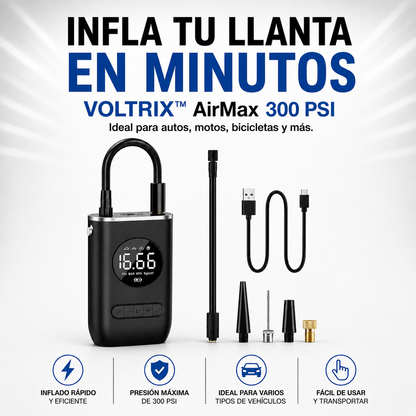 VOLTRIX™ AirMax 300 PSI: INFLA TU LLANTA EN MINUTOS Y SIGUE TU CAMINO