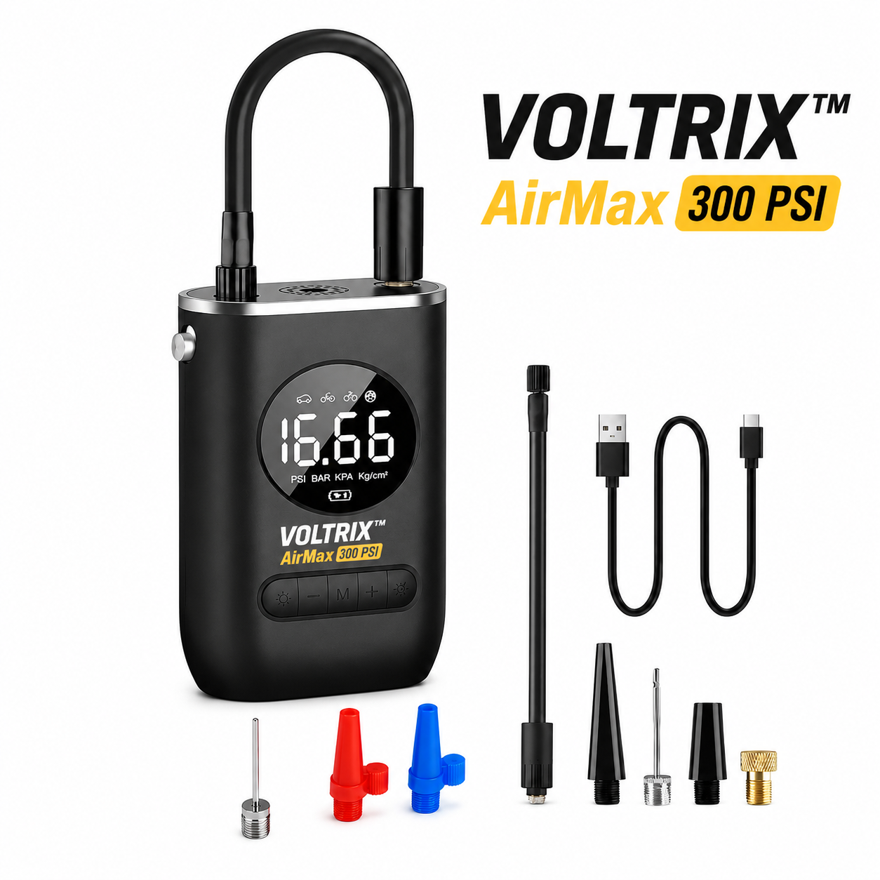 VOLTRIX™ AirMax 300 PSI: INFLA TU LLANTA EN MINUTOS Y SIGUE TU CAMINO